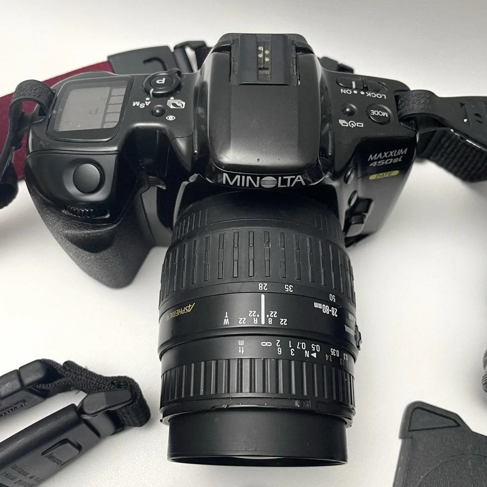 Minolta Maxxum 450si Camera Lot Bundle W/ 28-80mm, 28-105mm & 70-210mm AF Lenses